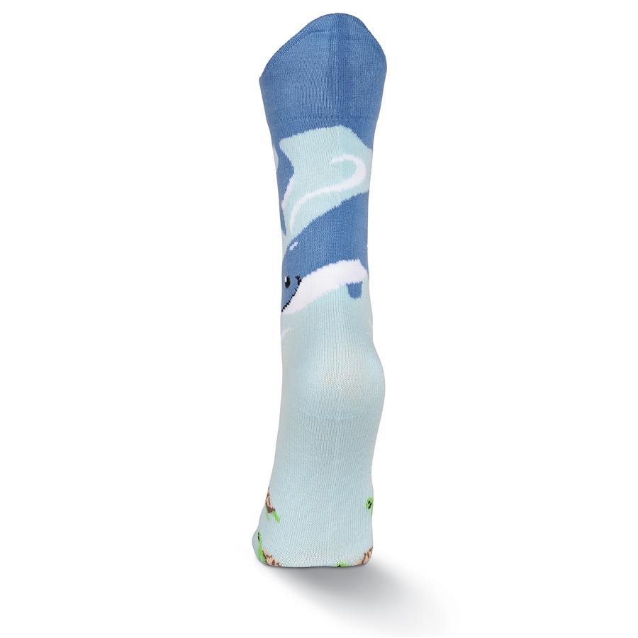 Whale Tale K Bell Crew Socks Wide Mouth Blues New Women's Size 9-11 Sea Fashion