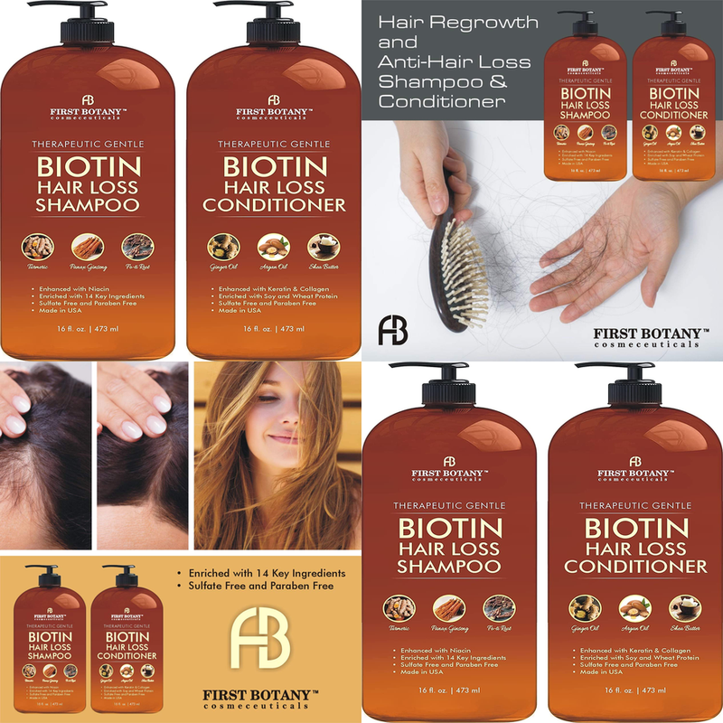 2PC Shampoo Conditioner Duo Set Hair Growth Biotin All Types Sulfate Free 16oz