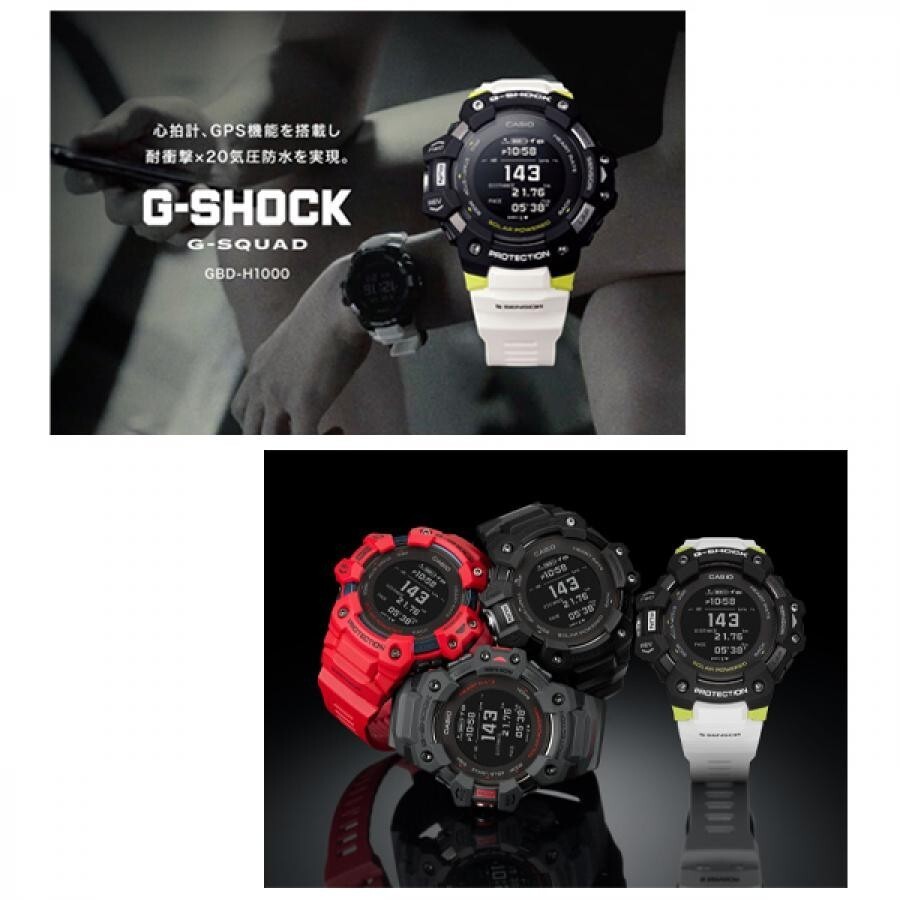 Pre-owned Casio Gbd-h1000-1jr Black Model G-squad 20 Atm Waterproof Workout Gbd-h1000-1jr