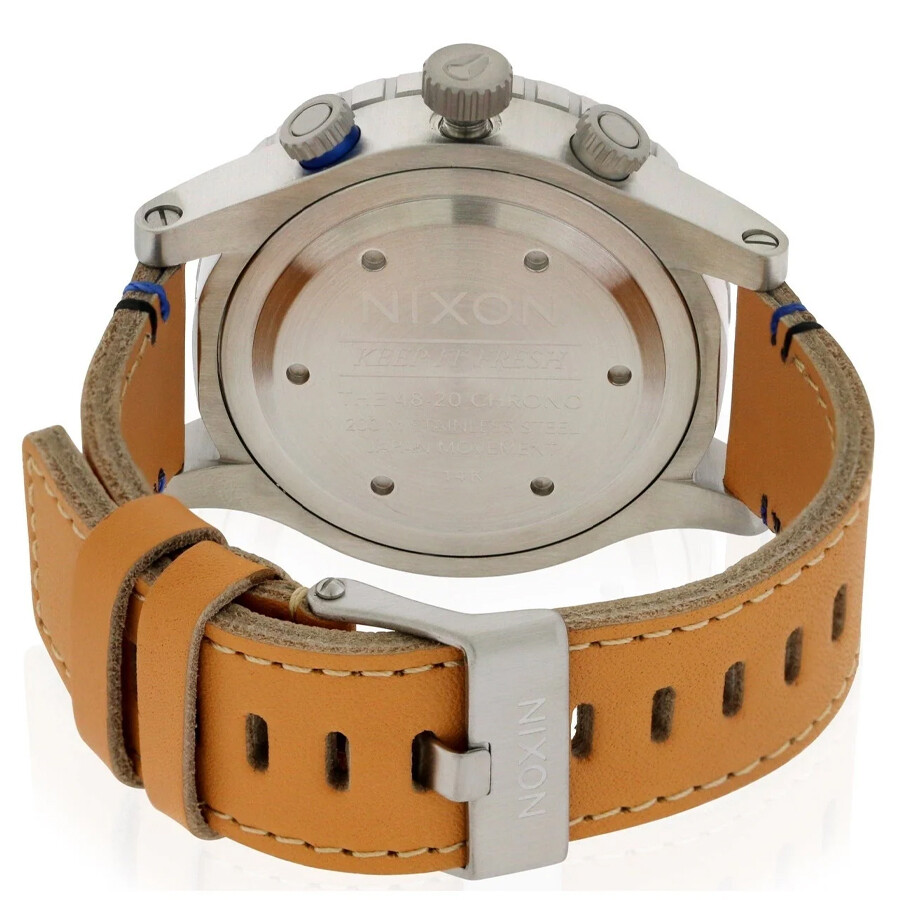 Pre-owned Nixon Men's 48-20 Chronograph Black Dial Tan Leather Men's Watch A363 1602