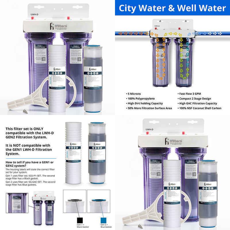 2 Stage Undersink Water Filtration System Drinking Filter Ru