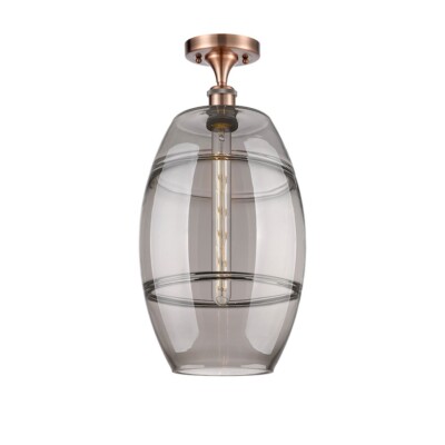 Innovations 516-1C Vaz 1Lt 10'' Semi-Flush, Copper/Smoke - 516-1C-AC-G557-10SM