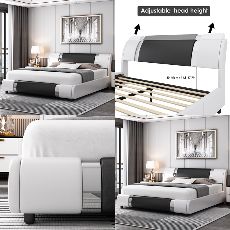 With Headboard Full Modern Deluxe Wooden Slats