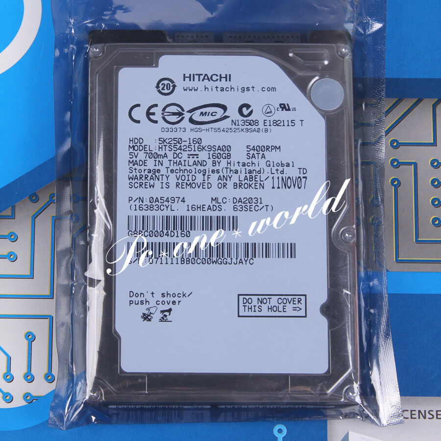 hts542516?K9sa00、PN 0?a54914、MLC da2153、Hitachi 160?GB SATA 2.5ハードドライブ Amazon.com: Hitachi HTS542516K9SA00 TravelStar 160GB 5400