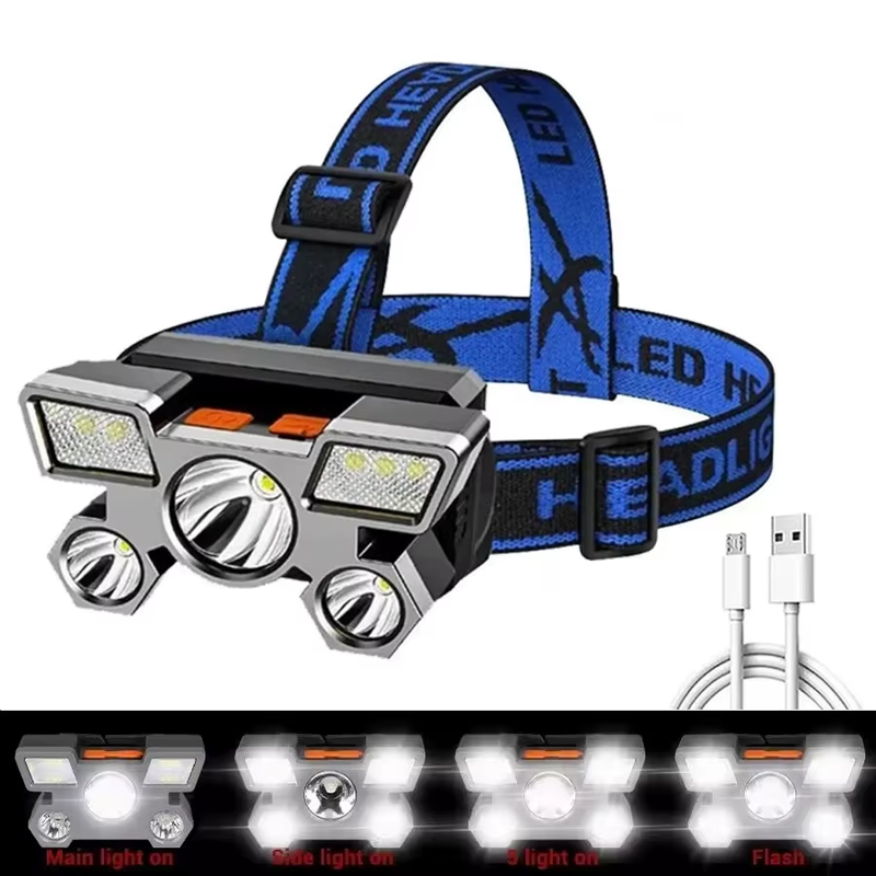 High Power Head Flashlight Rechargeable 5 LED Headlamp For Fishing Camping Headl