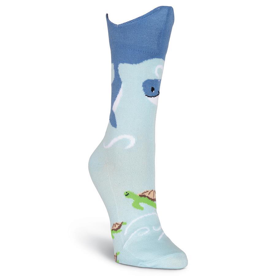 Whale Tale K Bell Crew Socks Wide Mouth Blues New Women's Size 9-11 Sea Fashion