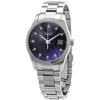 Pre-owned Longines Conquest Classic Black Mop Diamond Dial Ladies Watch L23864886