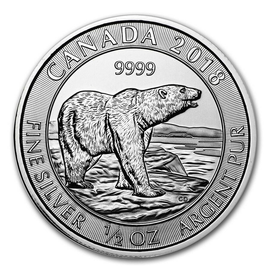 2018 1 2 Oz Silver Canadian 2 Polar Bear Coin BU EBay