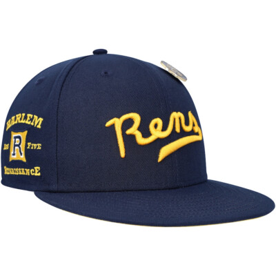 NEW YORK RENS PHYSICAL CULTURE BLACK FIVES FITTED  NAVY HAT SIZE 7