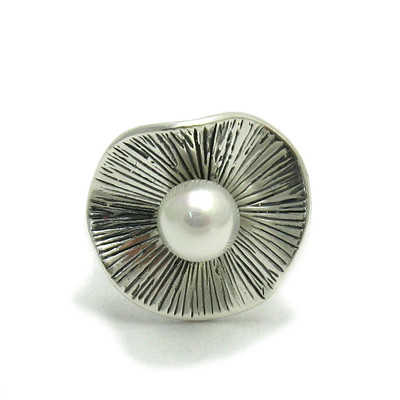 Stilvoll Sterling Silber Ring Mit 8mm Perle Solide Gestempelt 925 Empress