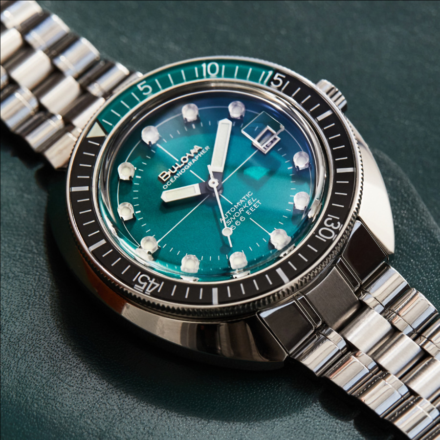 Pre-owned Bulova Oceanographer Automatic Sapphire Devil Diver Green Dial Men's Watch