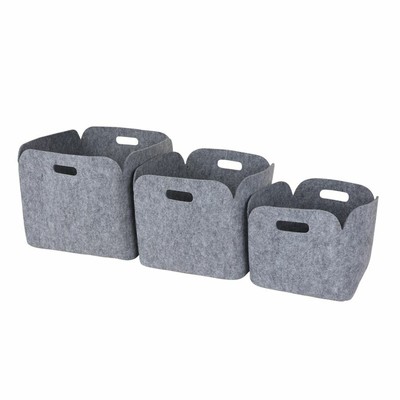 Filzkorb Filzkörbe Kaminholzkorb Körbe Filz 3er Set grau
