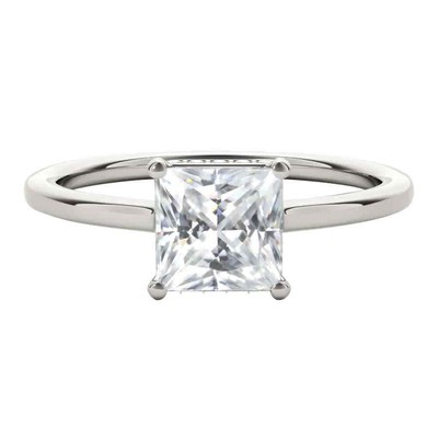 Pre-owned Maulijewels 1.35 Carat Natural Diamond Princess Cut Moissanite Engagement Rings In White