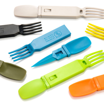2pc 3-in-1 Compact Spoon Knife Fork Utensil Cutlery Combo Camping Hiking Outdoor