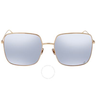 Pre-owned Dior Large Gold Wired “so Stellaire 1s” Sunglasses W/ Gray Holographic Lenses In Silver