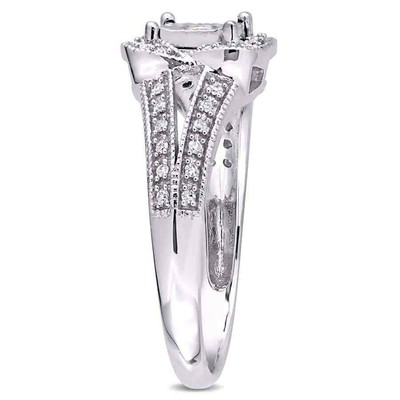Pre-owned Amour 1/5 Ct Tw Diamond Vintage Split Shank Ring In 10k White Gold