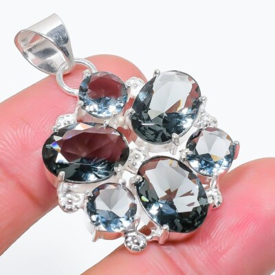 Alexandrite Gemstone Handmade 925 Sterling Silver Jewelry Pendant Size 1.65''
