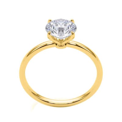 Pre-owned Maulijewels 1.50 Carat Diamond Moissanite Solitaire Engagement Rings For Women In Yellow