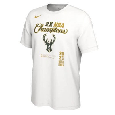 Milwaukee Bucks Nike 2021 NBA Champions Locker Room T-Shirt Off White Men Sz XL