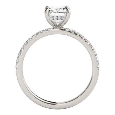 Pre-owned Maulijewels 2.30 Carat Emerald Cut Moissanite And Natural Round Diamond In White