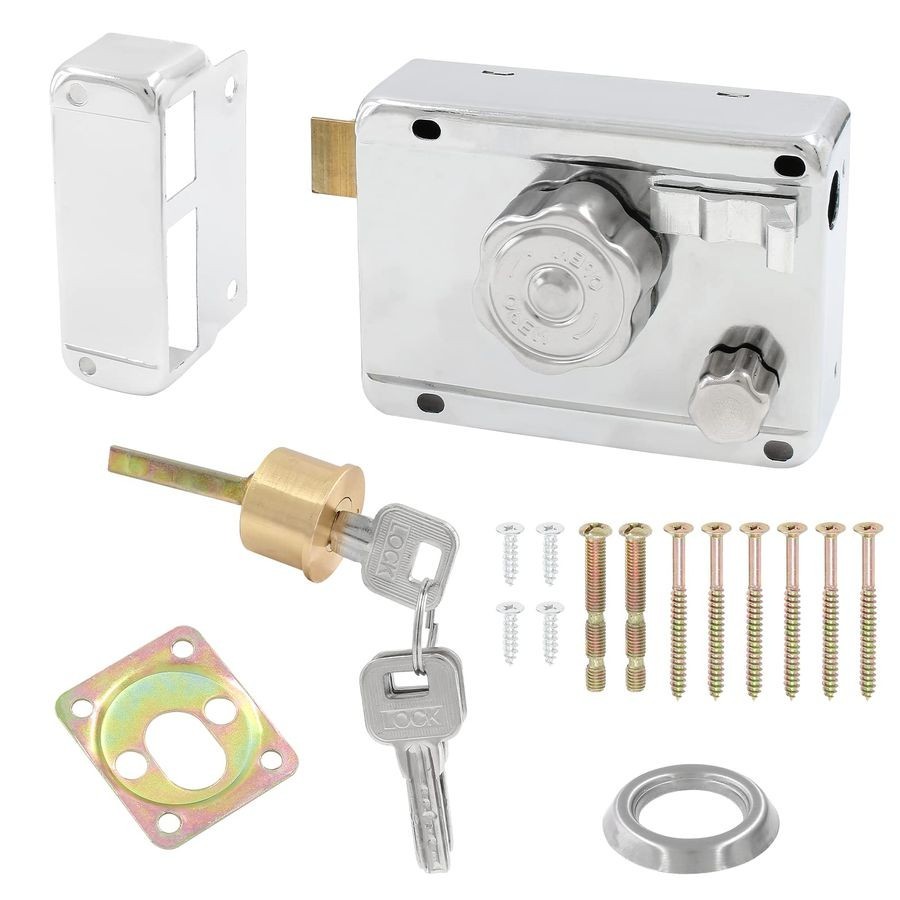 Home Door Gate Safety Vertical Keyway Cylinder Deadbolt Rim Lock Set