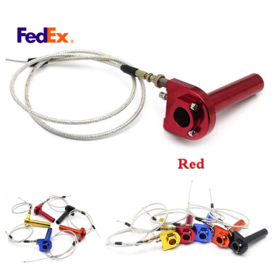 22mm 7/8'' Handlebar Red CNC Motorcycle Throttle Turn Grip Quick Twister + Cable