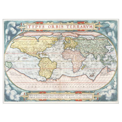 Map Ortelius 1570 Whole Known World Continents Canvas Wall Art Print Poster