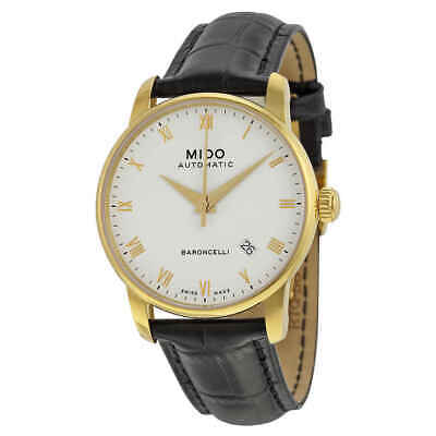 Pre-owned Mido Baroncelli Ii Automatic White Dial Black Leather Men's Watch M86003264