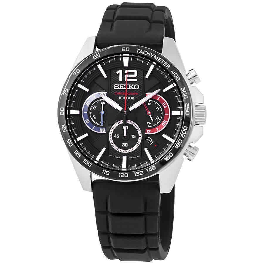 Pre-owned Seiko Essentials Ssb347 Black Multi-layered Dial 10 Atm 43.9mm Men's Watch