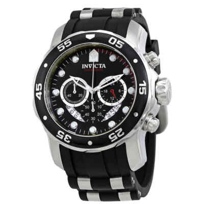 Invicta Men Pro Diver Ocean Master Chronograph Black Dial Black Rubber Watch