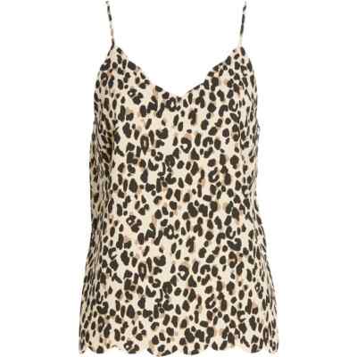 Halogen Leopard Print Scallop Detail Camisole Tank Top NWT Size XS
