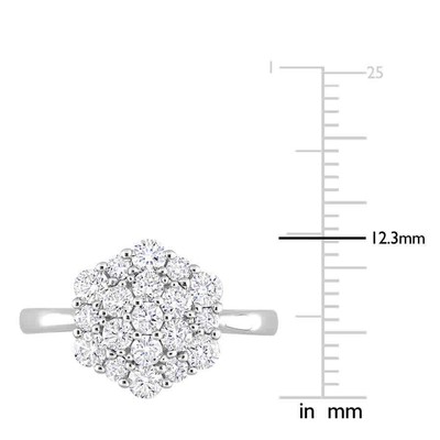 Pre-owned Amour 1 Ct Tw Diamond Cluster Engagement Ring In 10k White Gold