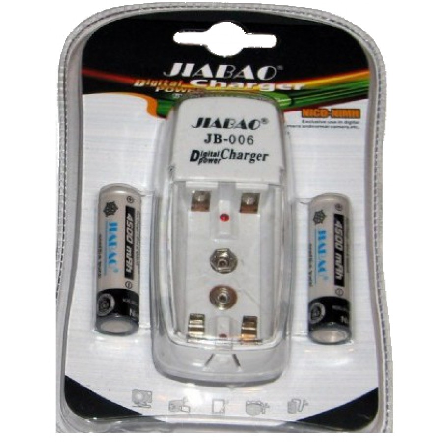 Carica Batterie Pile Stilo Ministilo AA AAA JB-006 + 2 Pile RIcaricabili hsb