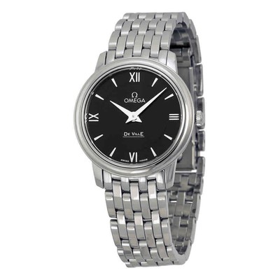 Женские часы Omega DeVille Prestige с черным циферблатом из нержавеющей стали 42410276001001