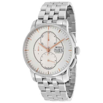 Pre-owned Mido Baroncelli Automatic Chronograph Silver Dial Stainless Steel Men's Watch