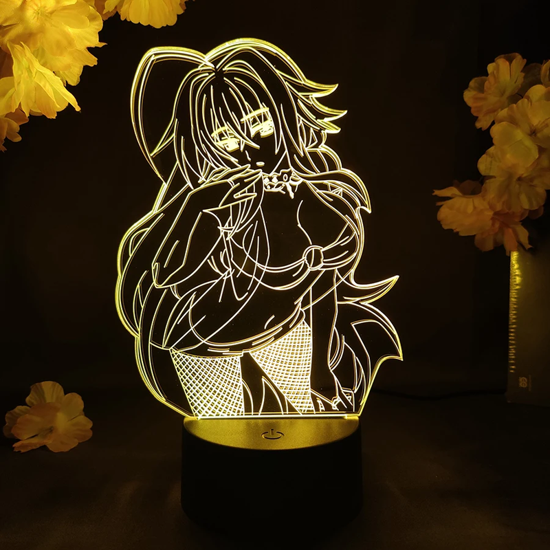 Anime High School Dxd Rias Gremory LED Night Light 7 Color Changing Touch Remote