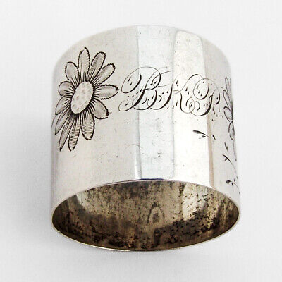 Engraved Daisy Napkin Ring Durgin Sterling Silver Mono BKP