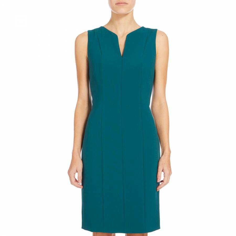HUGO BOSS Темно-зеленое платье-футляр с эластичной юбкой DENCY со швом и вырезом США S, Зеленый, Dency