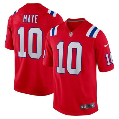 Men's Drake Maye #10 Red Player Game Stitched Jersey NWT
