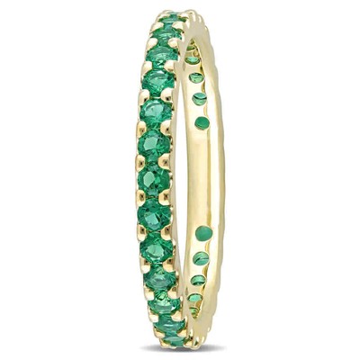 Pre-owned Amour 3/4 Ct Tgw Created Emerald Eternity Ring In 10k Yellow Gold