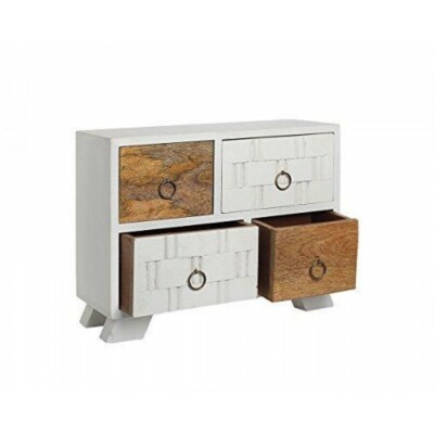 Store Indya en Bois Souvenir Boîte 4-Drawer en Blanc Finition