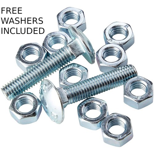 M6 M8 M10 Coach Cup Carriage Bolts with Hex Nuts & Free Washers Zinc Plated