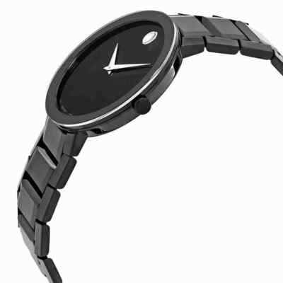 Pre-owned Movado Sapphire Black Dial Men's Watch 0607179