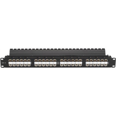 Black Box 48-Port 1U Unshielded SpaceGAIN CAT6 Feed-Through Patch Panel