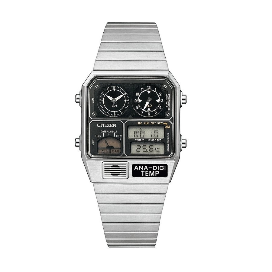 Pre-owned Citizen Ana-digi Temp Reproduction Model Watch Silver Jg2101-78e