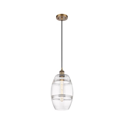 Innovations 516-1P Vaz 1Lt 8'' Cord Mini Pendant, BS/CL - 516-1P-BB-G557-8CL