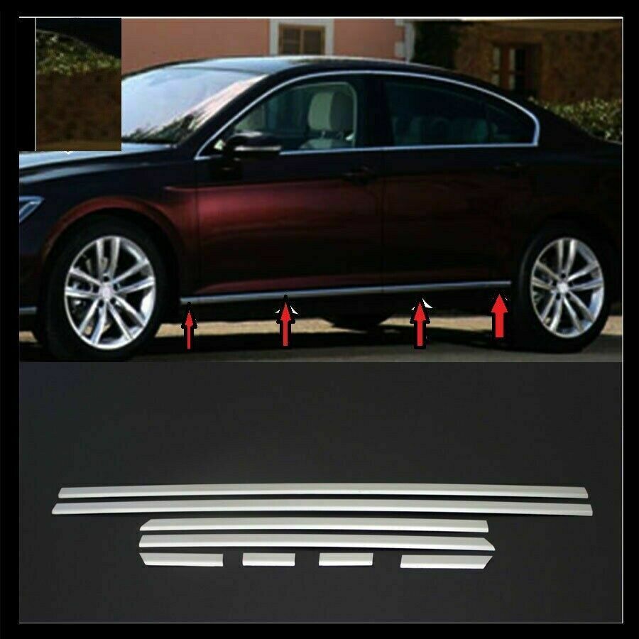 VW Passat B8 Saloon 2014up Chrome Side Door Streamer 8 pcs S.STEEL