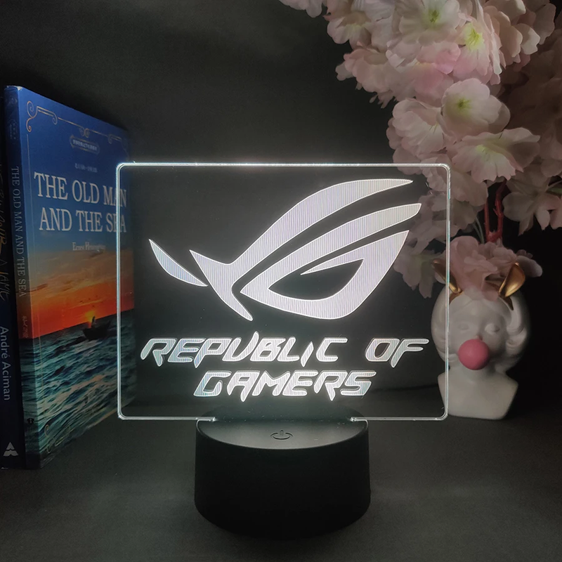 LED ROG Logo Light 7/16 Color Changing Rgb for Plexiglass Cool Gaming Room Deskt