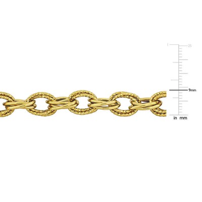 Pre-owned Amour 9mm Hammered And Polished Oval Link Bracelet In 14k Yellow Gold - 7.5 In