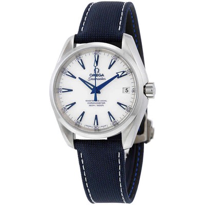 Омега Часы Seamaster Аква Терра Автоматический Белый Циферблат Синий Нейлон Мужские Часы